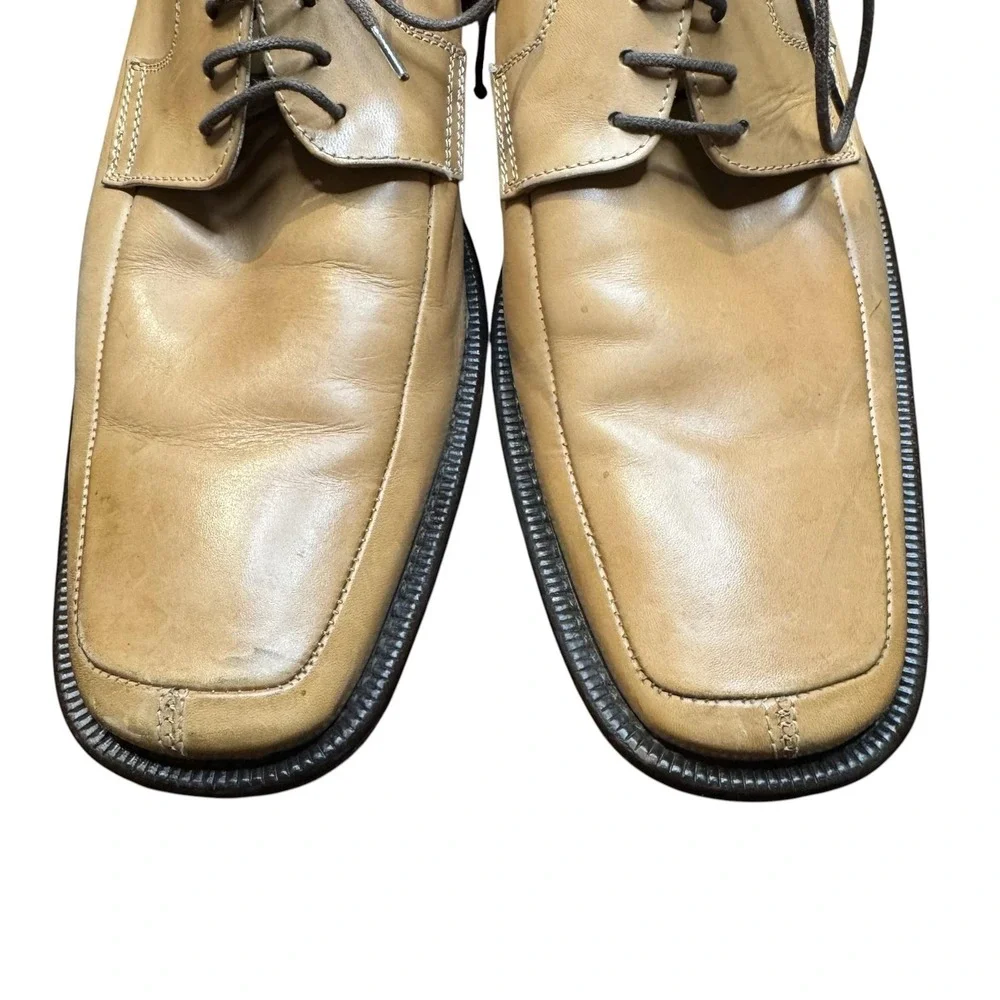 Kenneth Cole New York Shoes Mens Size 10.5 Beige Leather Derby Lace Up‎ Dress